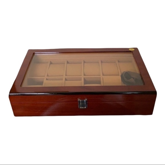 Solid Wood Jewelry Box With Glass Top GIFTABLE 14.5 x 8.25 x 3.25 New in… - Picture 3 of 7